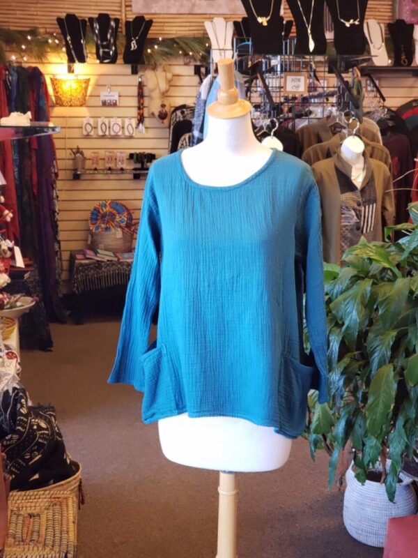Long Sleeve Cotton Top Teal